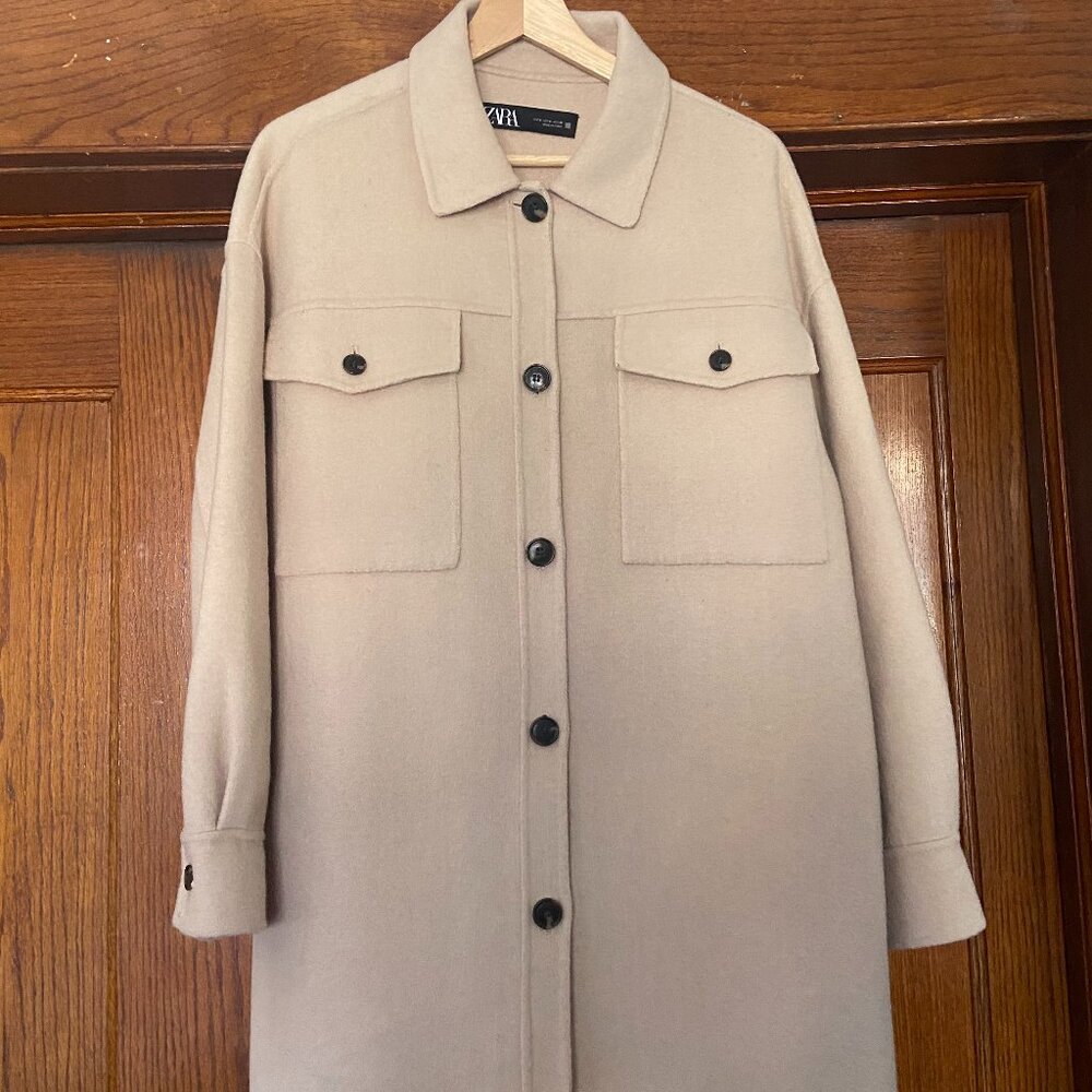 Zara Beige Button-Up Coat